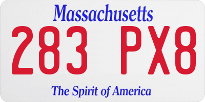 MA license plate 283PX8