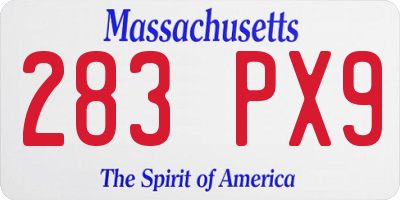 MA license plate 283PX9