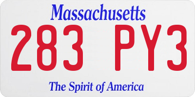 MA license plate 283PY3
