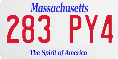 MA license plate 283PY4