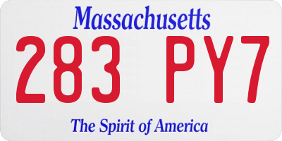 MA license plate 283PY7