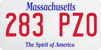 MA license plate 283PZ0