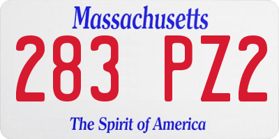 MA license plate 283PZ2