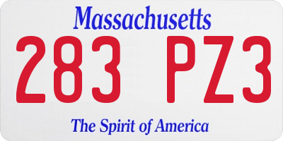 MA license plate 283PZ3