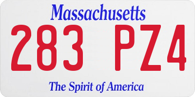 MA license plate 283PZ4
