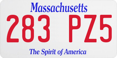 MA license plate 283PZ5