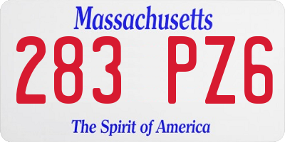 MA license plate 283PZ6