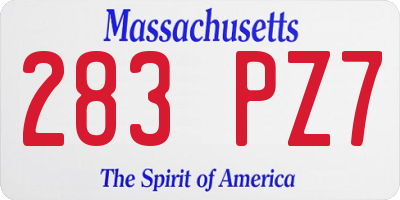MA license plate 283PZ7