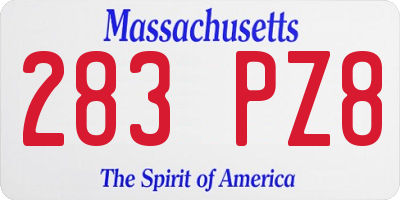 MA license plate 283PZ8
