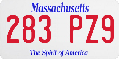 MA license plate 283PZ9