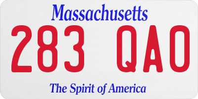 MA license plate 283QA0