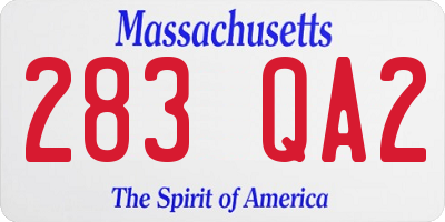 MA license plate 283QA2