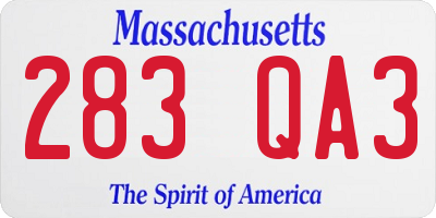 MA license plate 283QA3