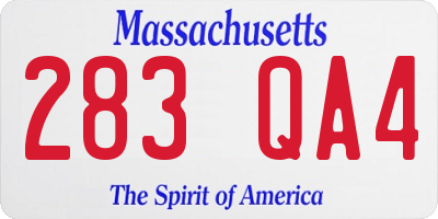 MA license plate 283QA4