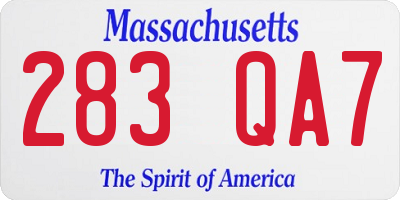 MA license plate 283QA7