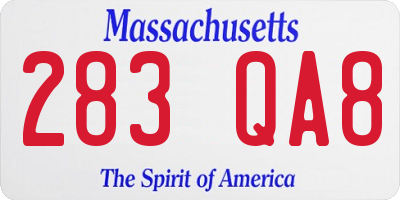 MA license plate 283QA8