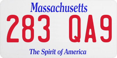 MA license plate 283QA9