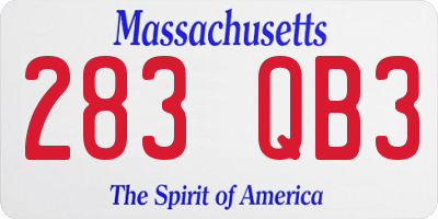 MA license plate 283QB3