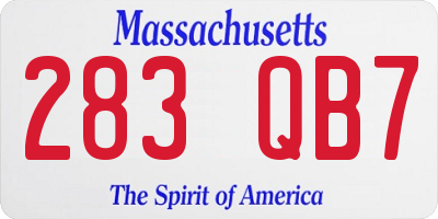 MA license plate 283QB7