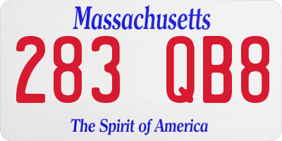 MA license plate 283QB8