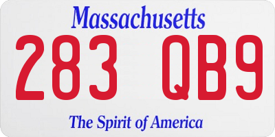 MA license plate 283QB9