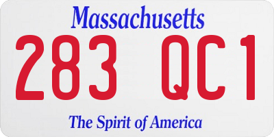 MA license plate 283QC1