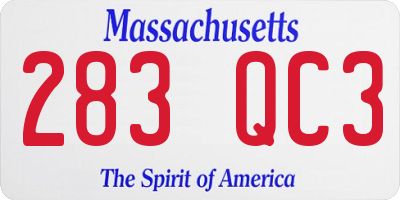 MA license plate 283QC3