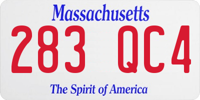 MA license plate 283QC4