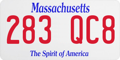 MA license plate 283QC8