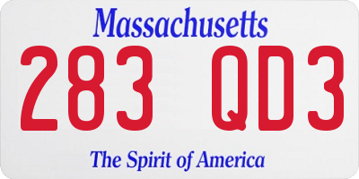 MA license plate 283QD3