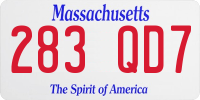 MA license plate 283QD7