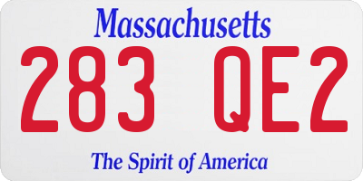 MA license plate 283QE2