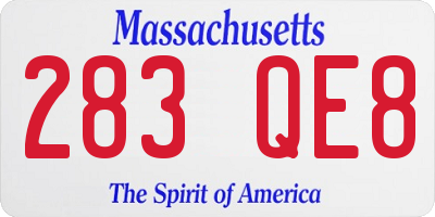 MA license plate 283QE8