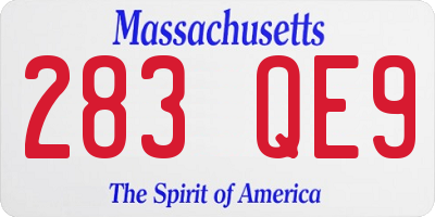 MA license plate 283QE9