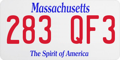 MA license plate 283QF3