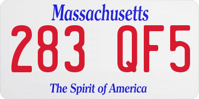 MA license plate 283QF5