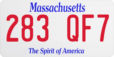 MA license plate 283QF7