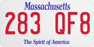 MA license plate 283QF8