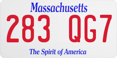 MA license plate 283QG7