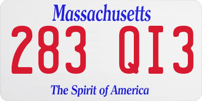 MA license plate 283QI3