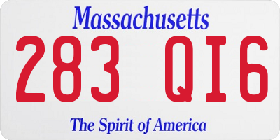 MA license plate 283QI6