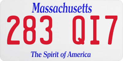 MA license plate 283QI7