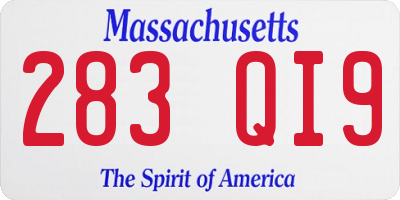 MA license plate 283QI9