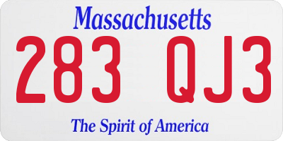 MA license plate 283QJ3