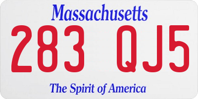 MA license plate 283QJ5
