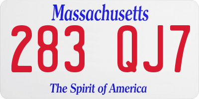 MA license plate 283QJ7