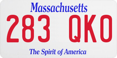 MA license plate 283QK0