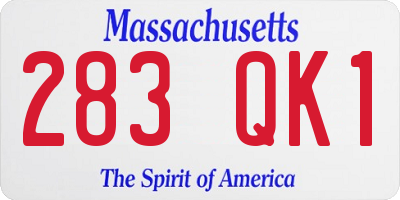 MA license plate 283QK1