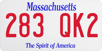 MA license plate 283QK2