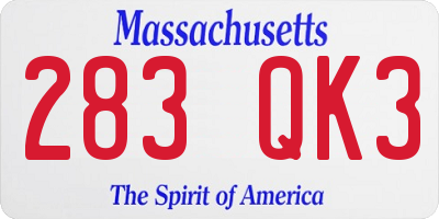 MA license plate 283QK3
